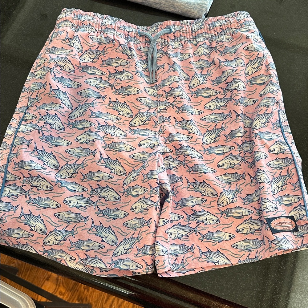 Vineyard Vines Pink and Blue Fish Pattern Shorts